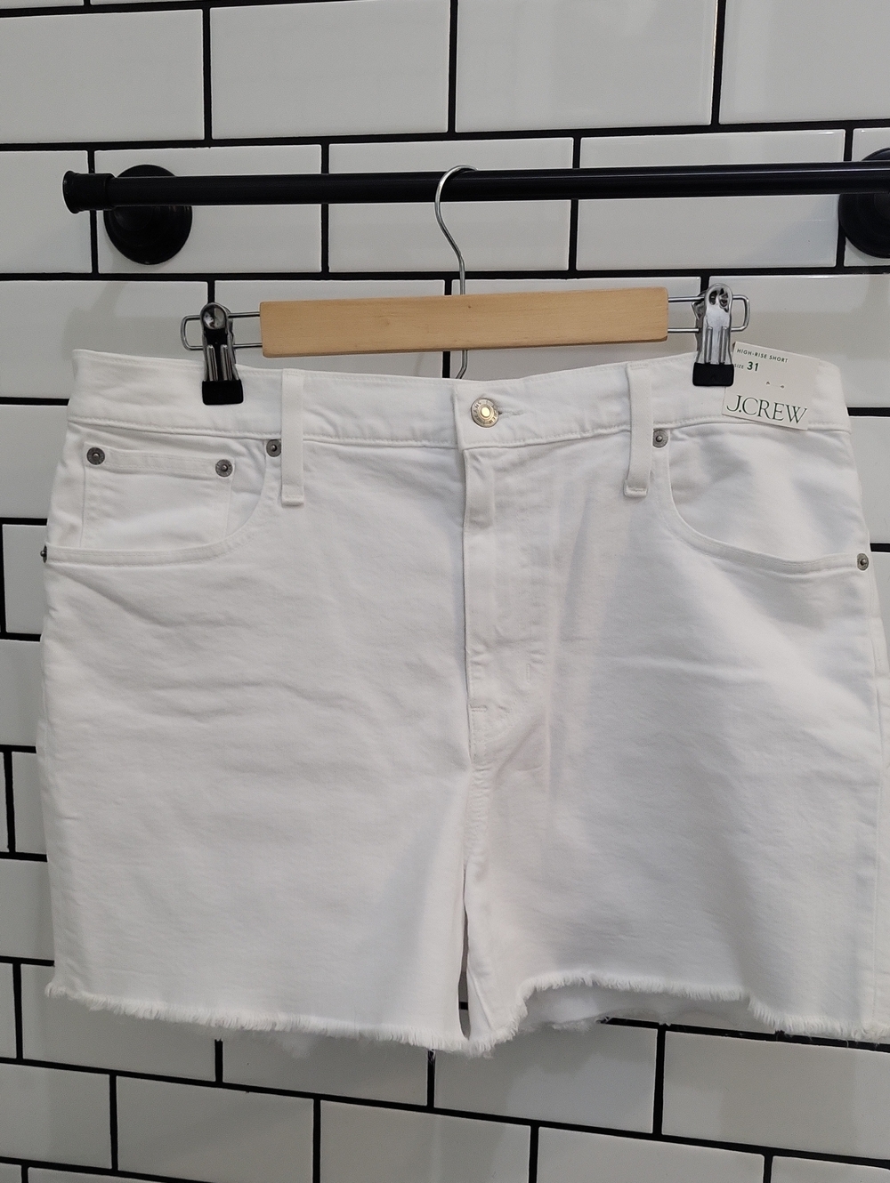J. Crew White High-Waist Denim Shorts